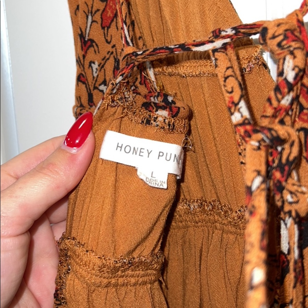 Floral orange red neutral dress with open back